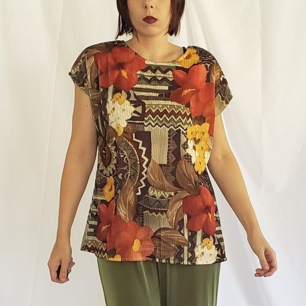 90s Deadstock Orange, Green,‎ and Brown Top